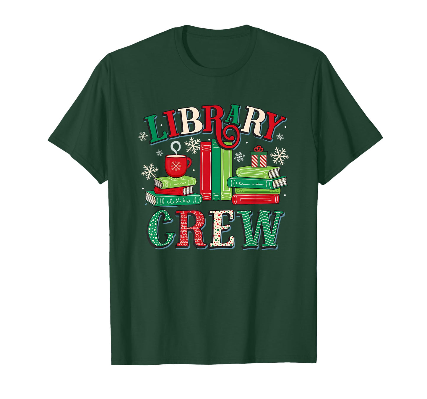 Library Crew Book Lovers Reader Teacher Librarian Christmas T-Shirt
