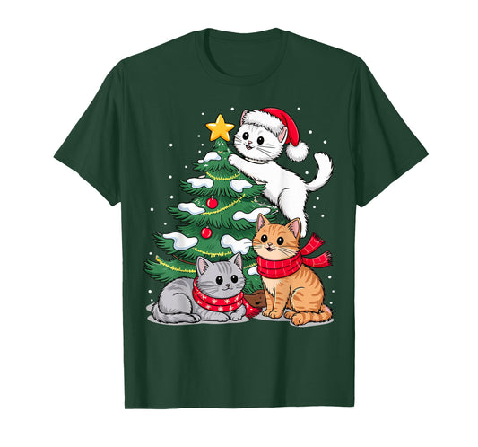 Christmas Tree Cats Xmas T-Shirt
