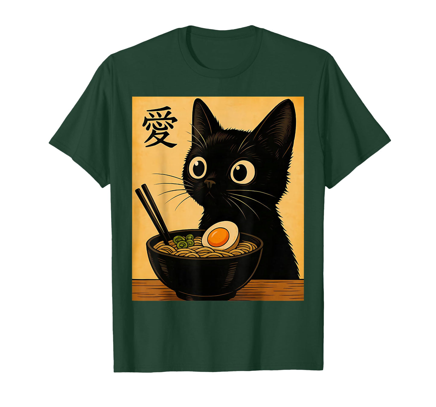Anime Cat Ramen Japanese Funny Graphic Tees Kawaii Cat Lover T-Shirt