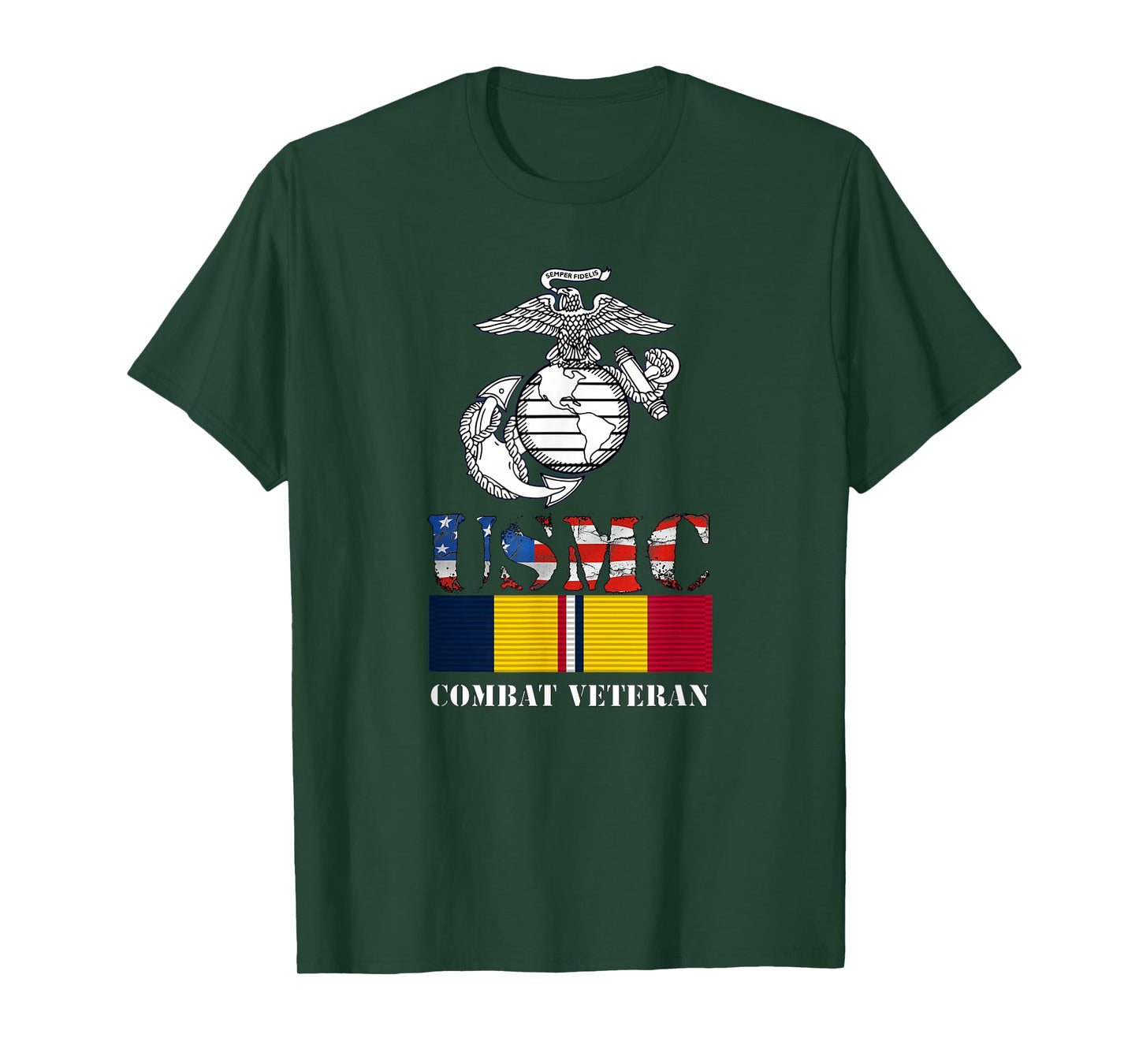 American Flag Combat Action Ribbon Vet T-Shirt