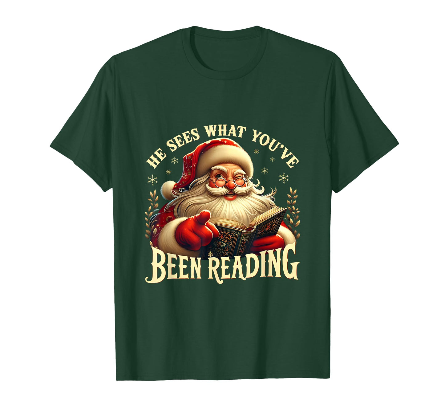 He Sees What You’ve Been Reading Book Christmas Booklish T-Shirt