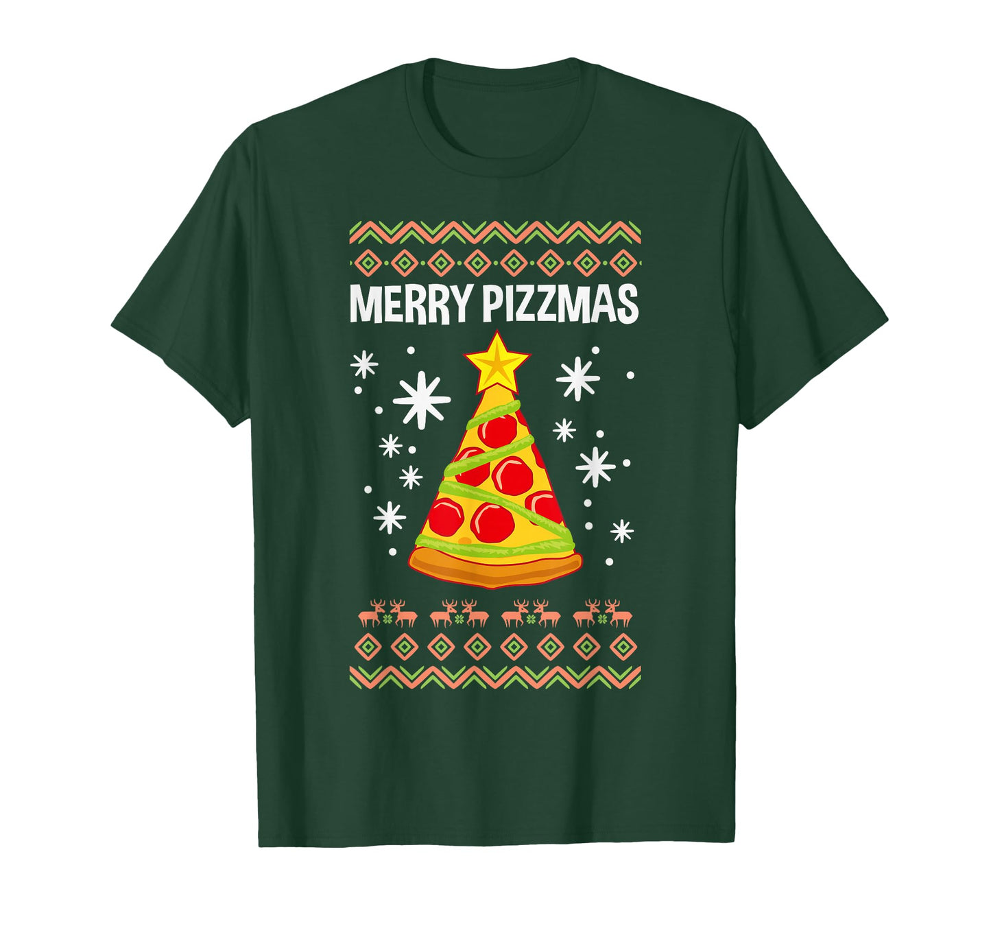 Funny Christmas Pizza Merry Pizzmas Ugly Xmas T-Shirt