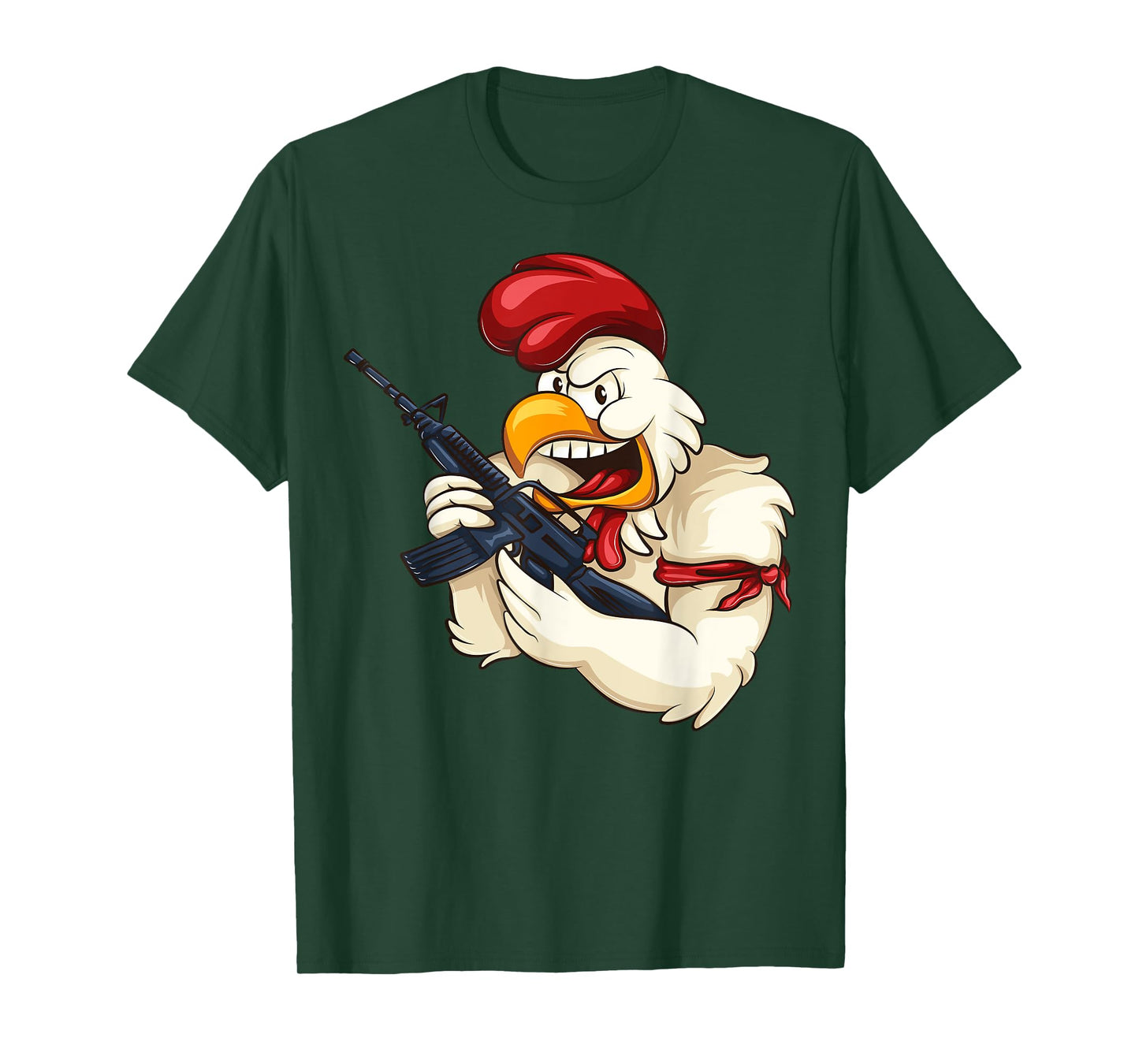 Angry Chicken Cartoon Weapon | Rooster Funny Gun Farmer Gift T-Shirt