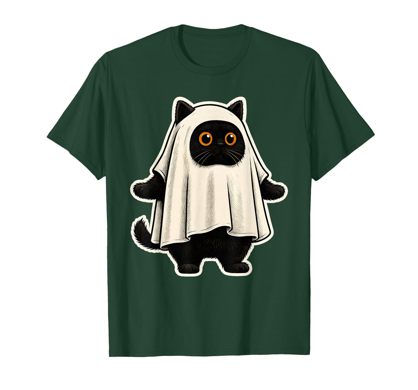 Sheet Ghost Cat Men Women Kids Teens Funny Halloween T-Shirt