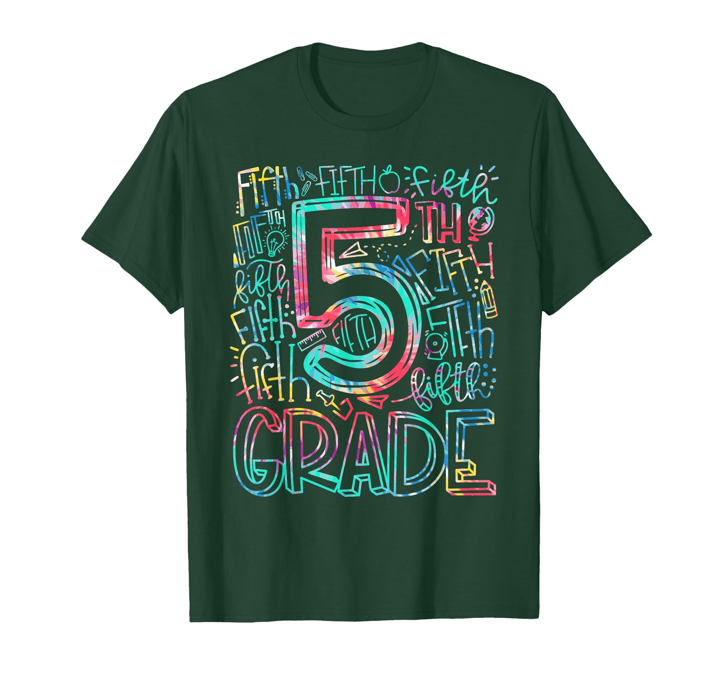 5th Grade Typography Team Tie Dye Back to School Teacher Kid T-Shirt
