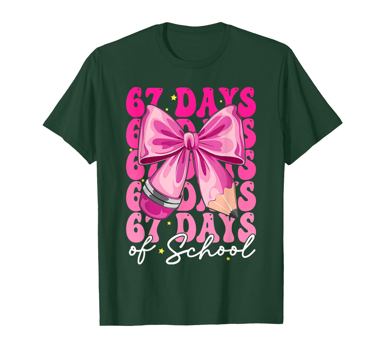 67 Days of School Girls Coquette Bow 67th Day of School T-Shirt
