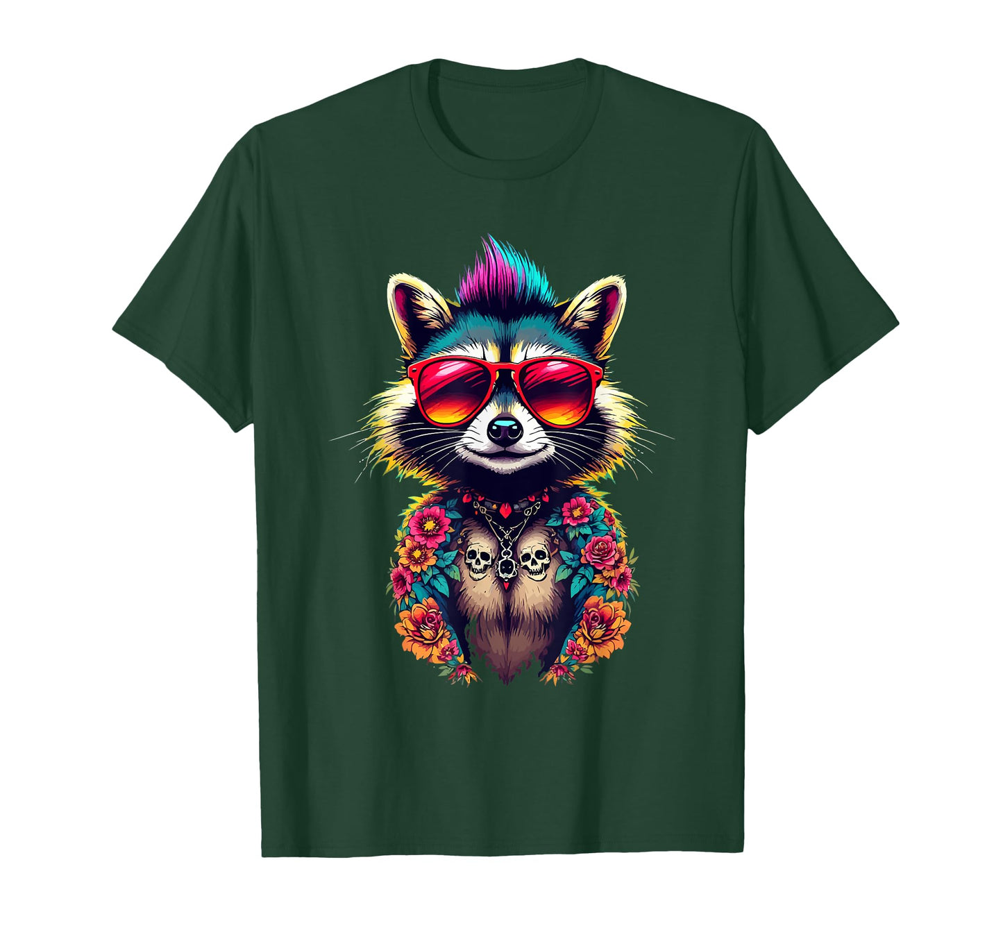 Cute Raccoon Punk Rock Mohawk Rocker for Toddlers Boy Kids T-Shirt