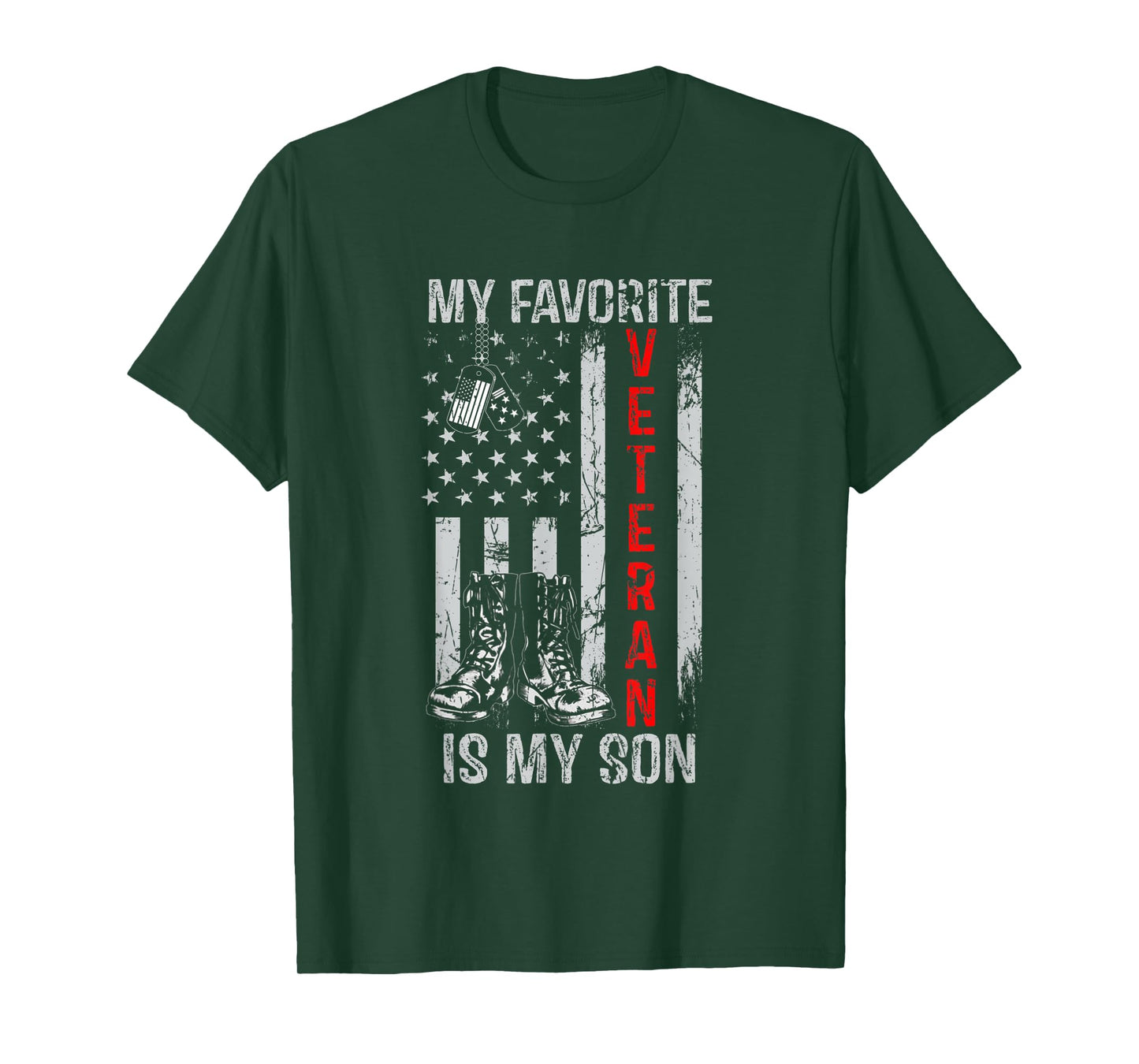 My Favorite Veteran Is My Son US Flag Retro Tee Veteran Day T-Shirt