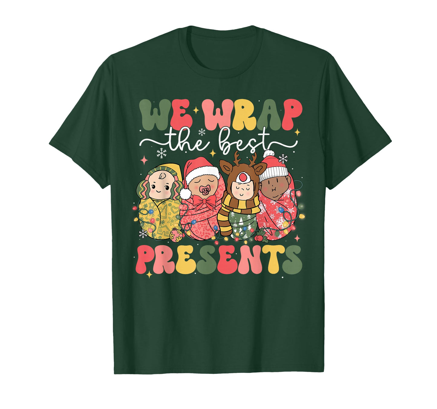 Christmas Labor & Delivery Nurse Lat T-Shirt - Unisex Adults, Black, Small, Short Sleeve, Cotton Blend, Crew Neck, Themed Novelty, Holiday, L&D Nurse, Christmas Lovers, Labor & Delivery Staff