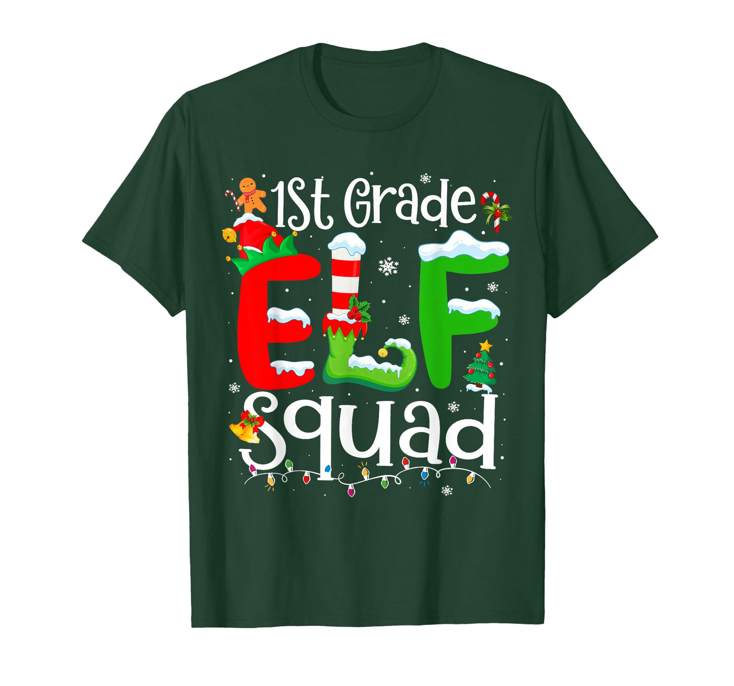 1st Grade Elf Squad Funny Teacher Christmas Students T-Shirt
