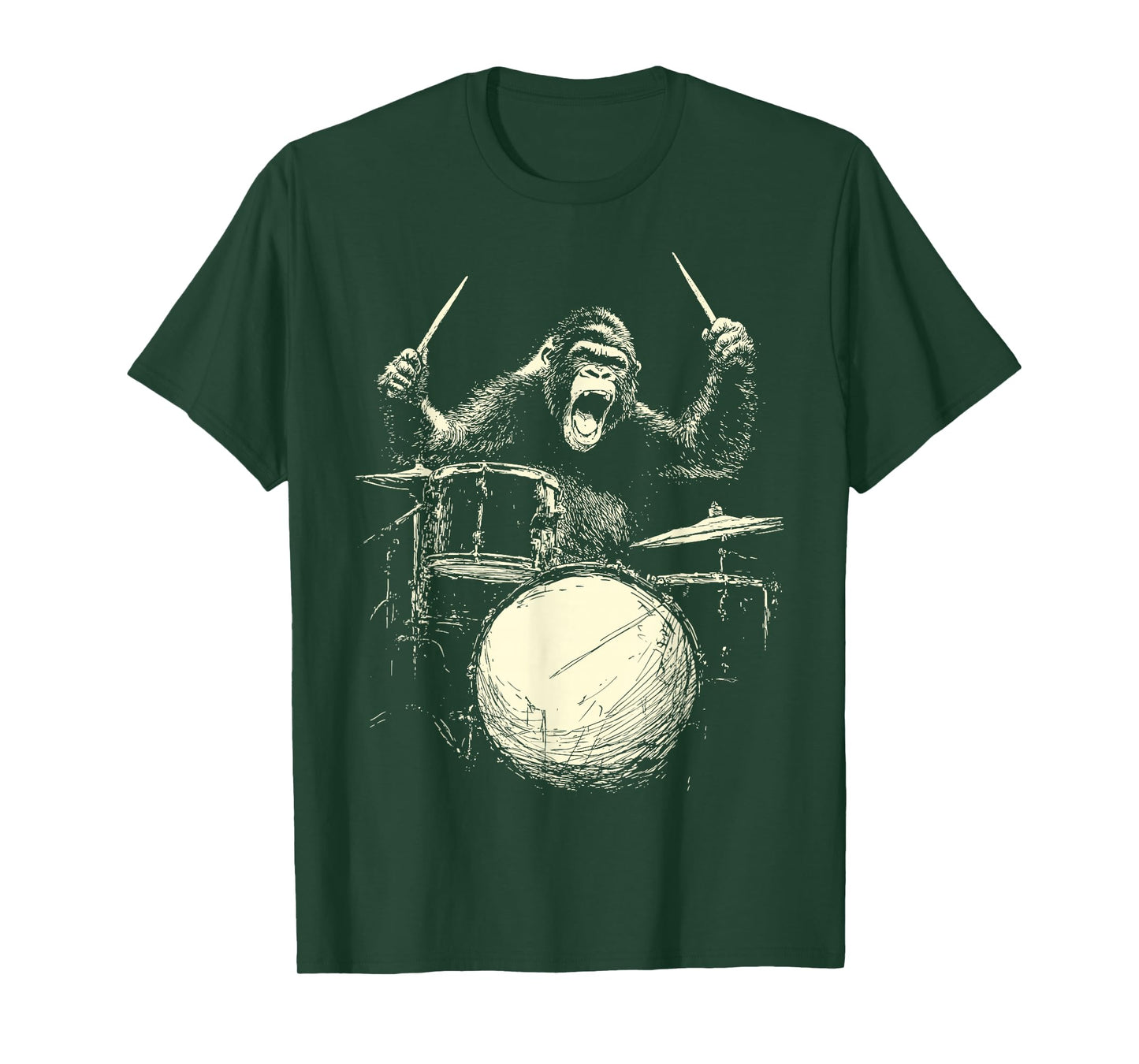 Gorilla Playing Drums Funny Music Animal Drummer Graphic T-Shirt
