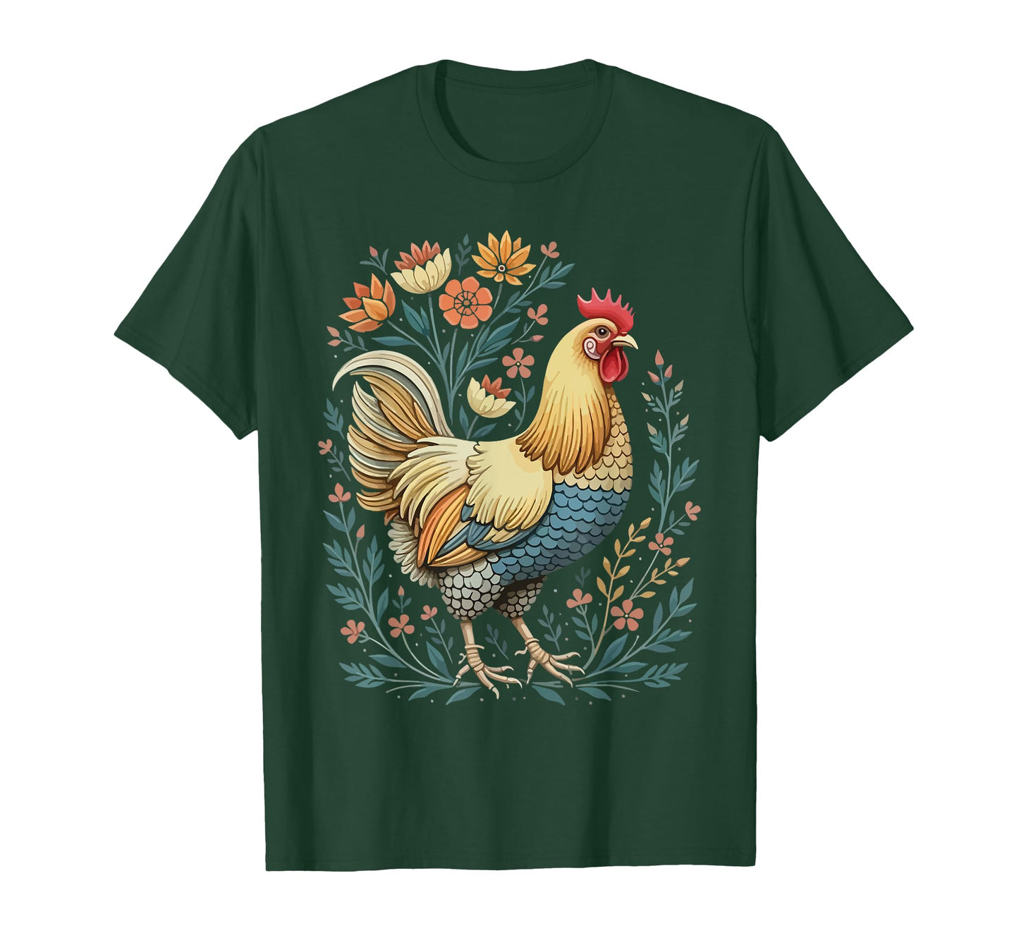 Chicken Florals Funny Farm Animals Farming Chicken Hen Lover T-Shirt