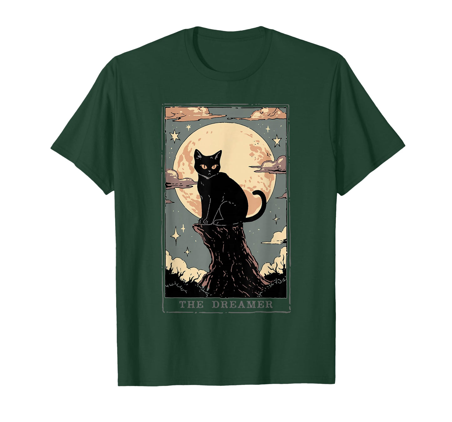 Black Cat Tarot Shirt Dreamer Dark Academia Cat Moon Cult T-Shirt