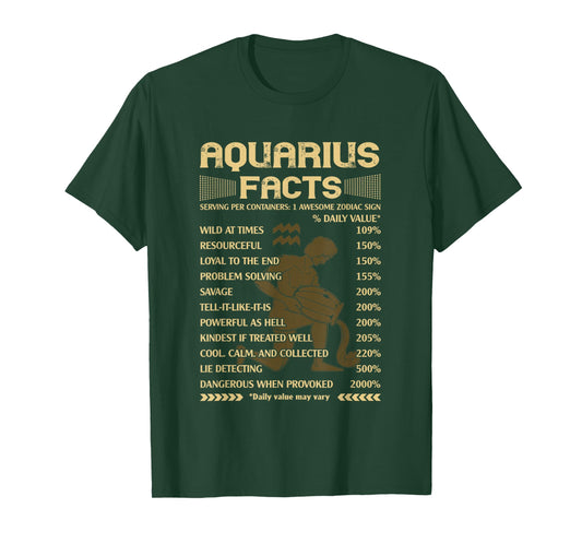 Funny Aquarius Facts February Birthday Men Women Gift T-Shirt