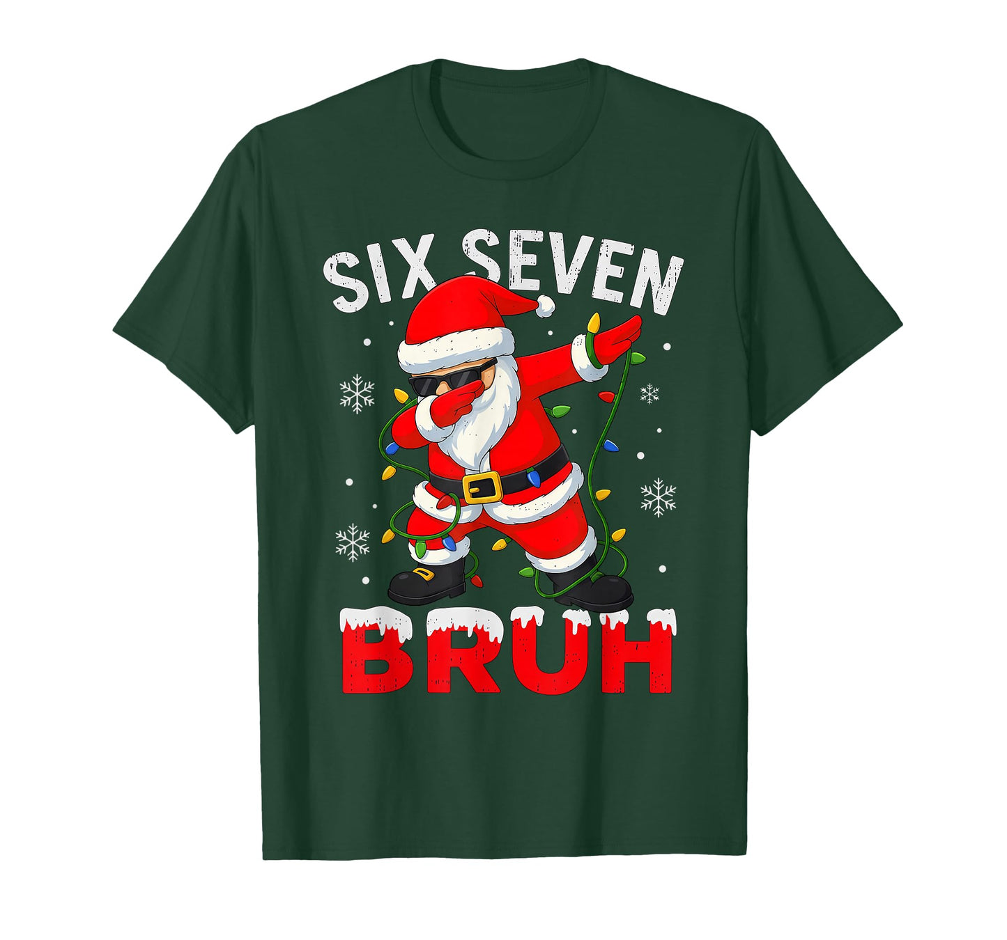 Six Seven 6 7 Meme Dabbing Santa Merry Christmas Bruh T-Shirt