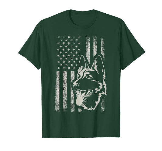 Patriotic German Shepherd American Flag 4th of July Shepherd T-Shirt