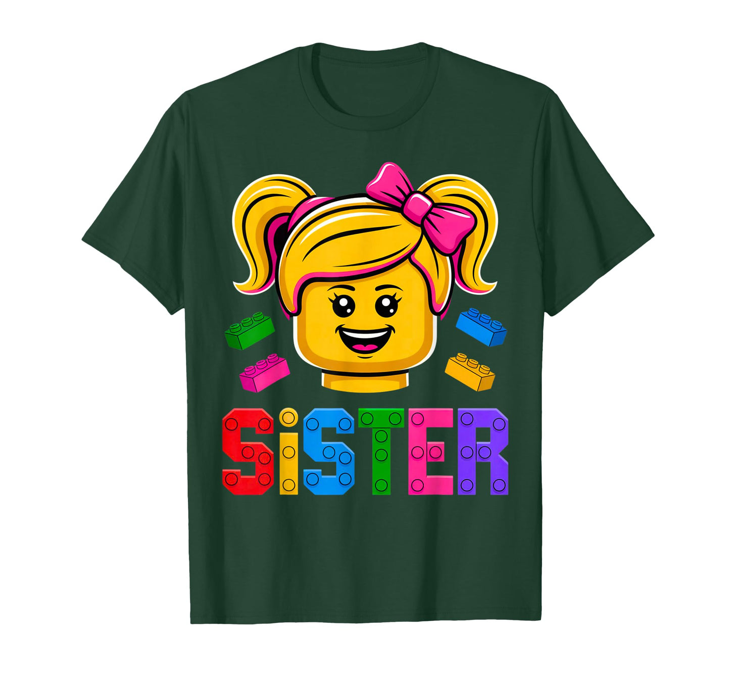 Family Sister Master Builder Building Bricks Blocks Girls T-Shirt