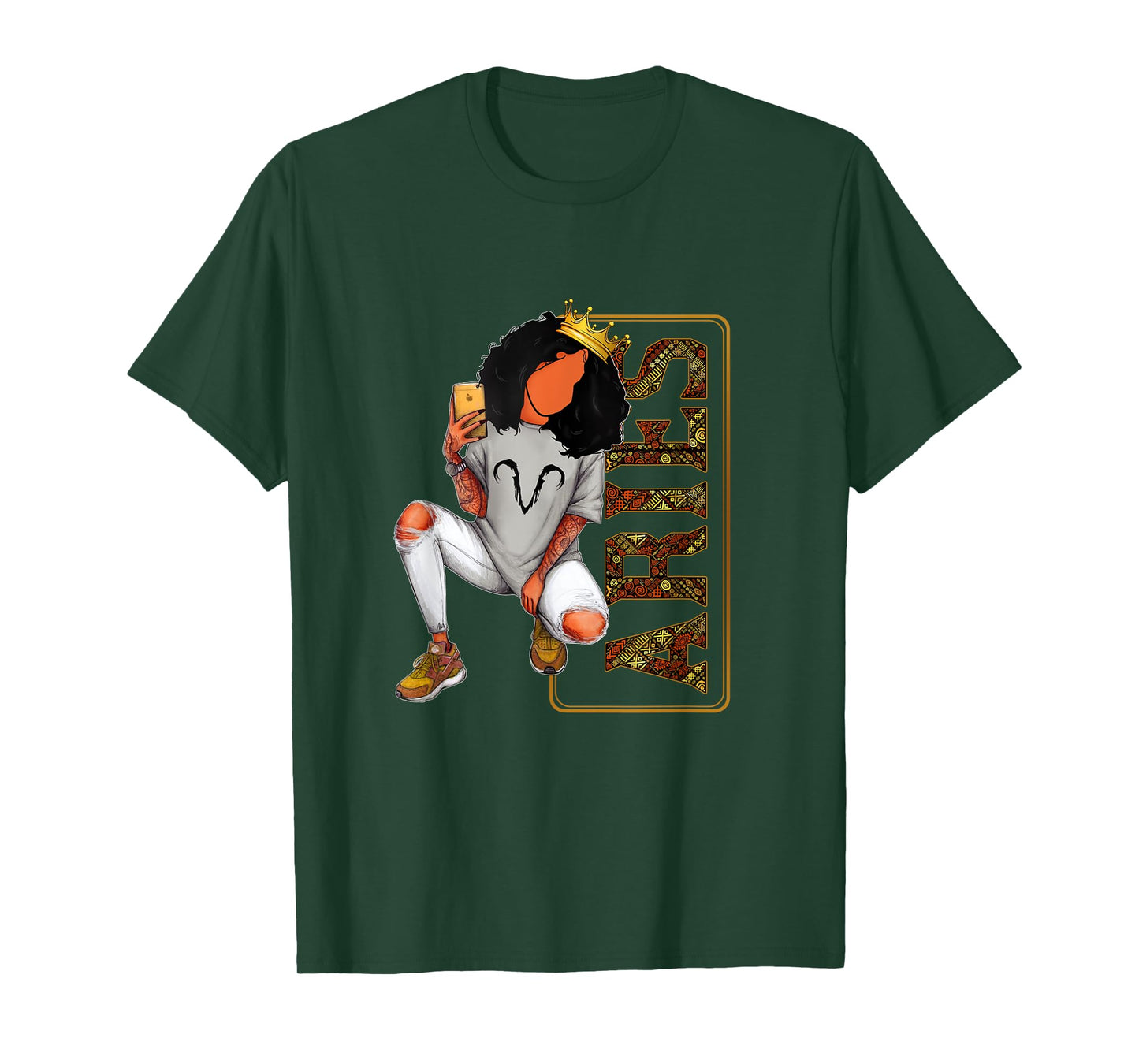 Black Queen Aries Girl Melanin Black Women Horoscope T-Shirt