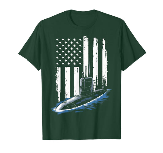 Submarine USA Flag Veteran 4th of July T-Shirt
