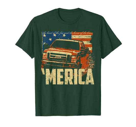 American flag truck shirt 'Merica pickup truck in mud T-Shirt