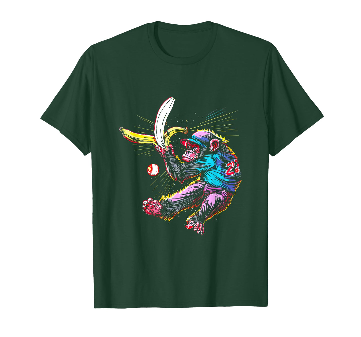 Monkey Banana Baseball - Funny Vintage Baseball Team Lover T-Shirt
