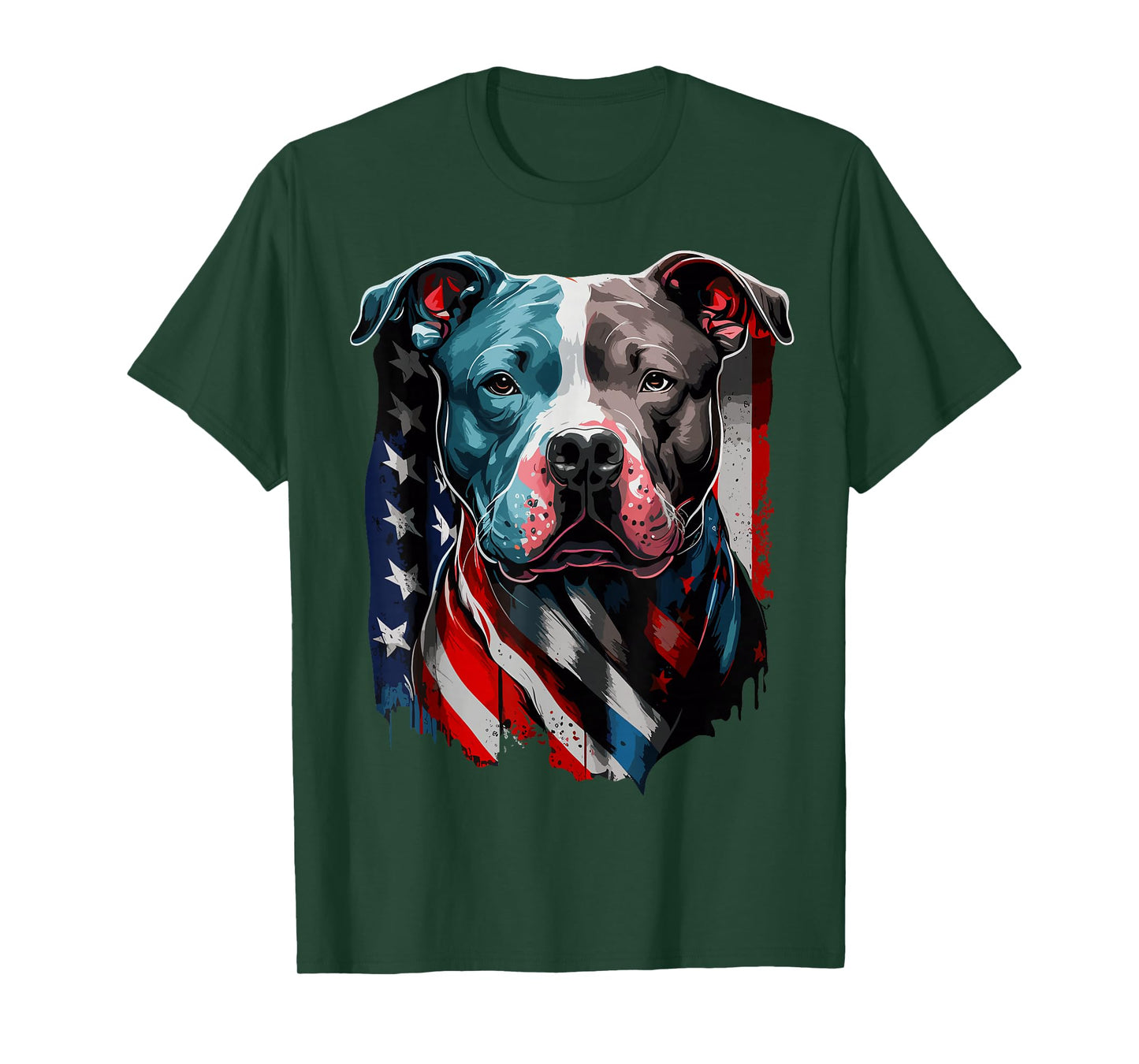 American Pitbull Terrier USA Flag Patriotic Dog T-Shirt