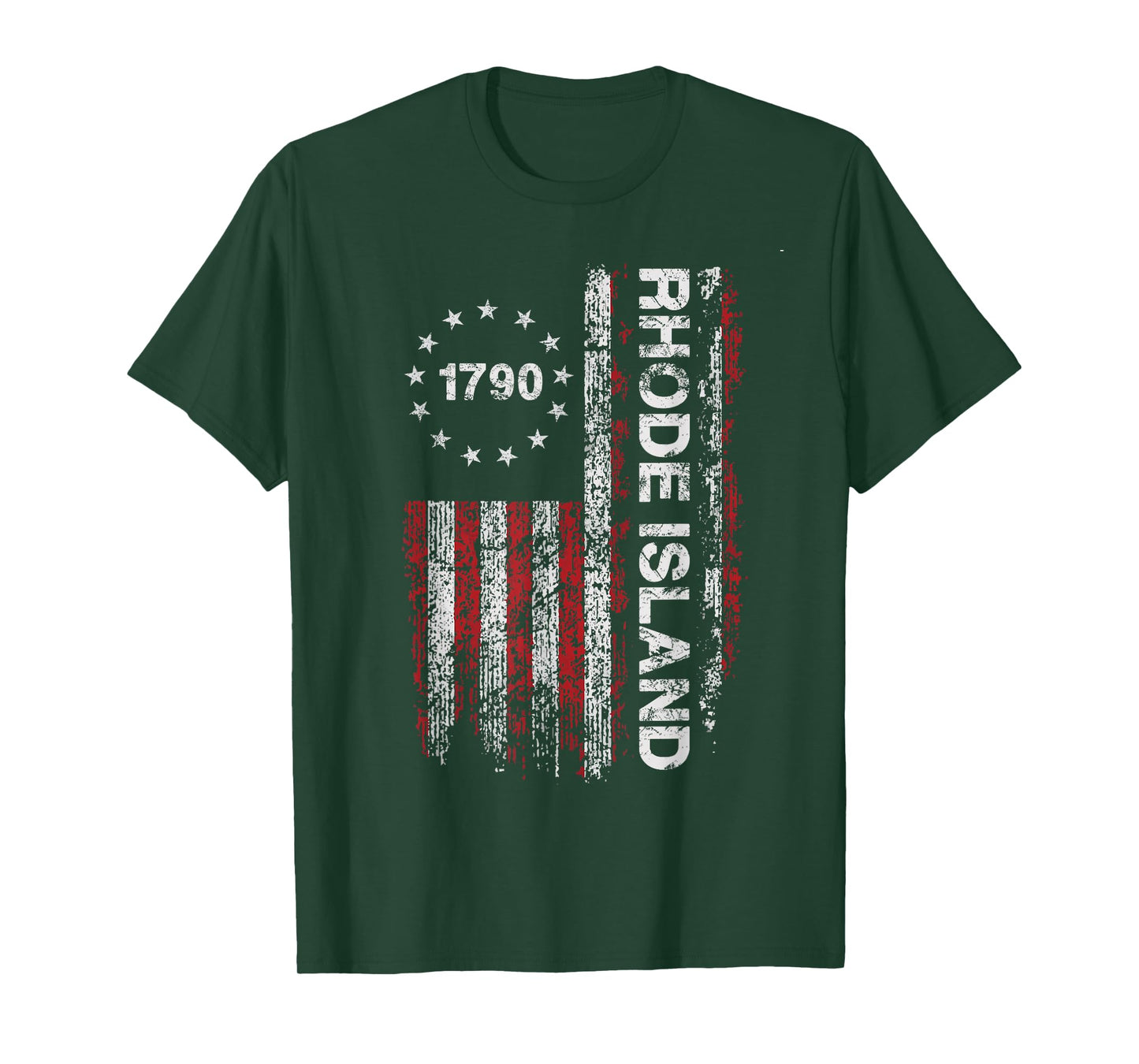 1790 Rhode Island State US Flag Vintage For Men Women Youth T-Shirt