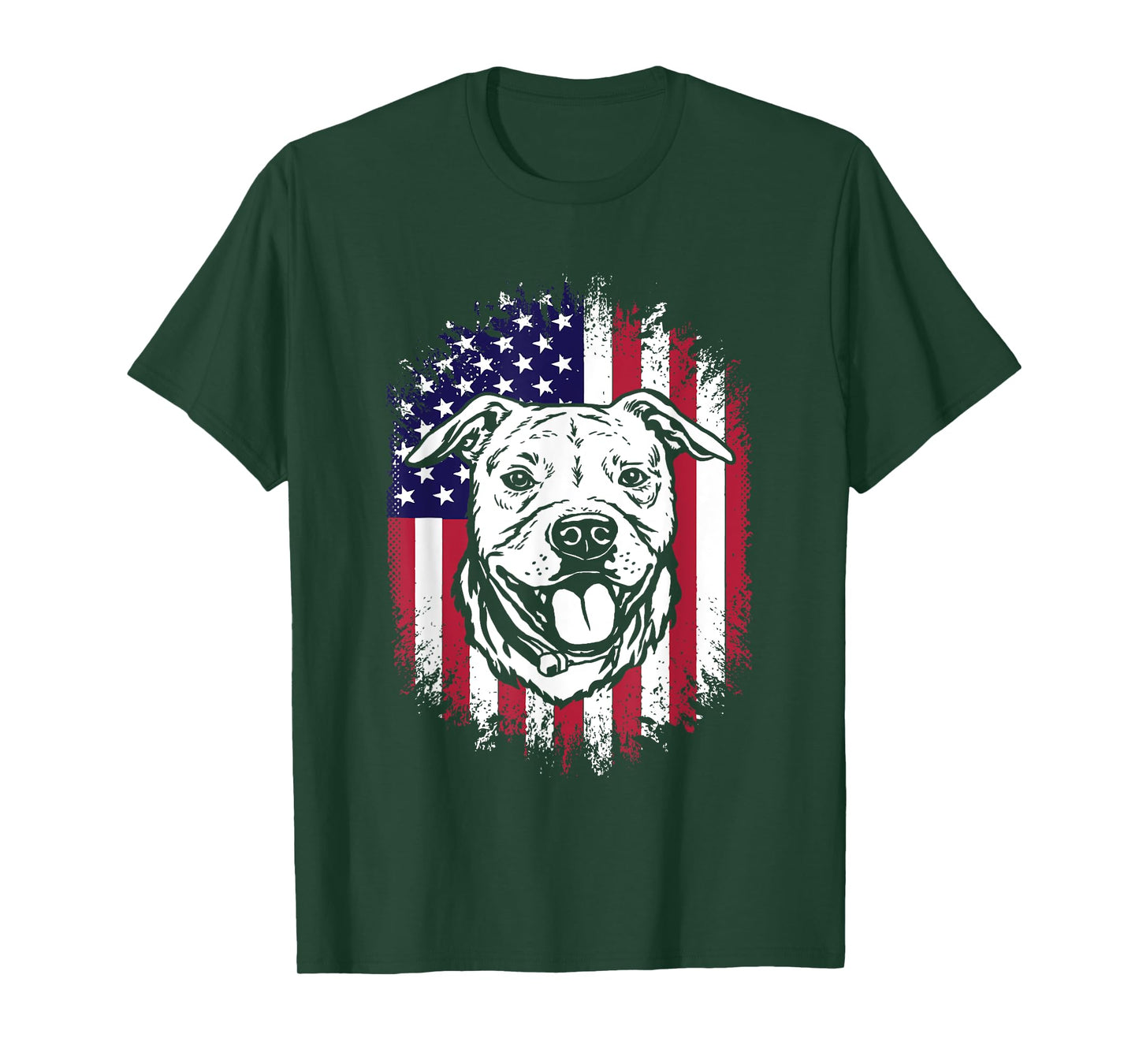 American Flag Amstaff American Staffordshire Terrier Women Men T-Shirt