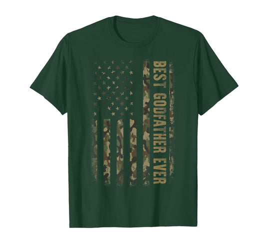 Best Godfather Ever Camouflage American Flag Father's Day T-Shirt