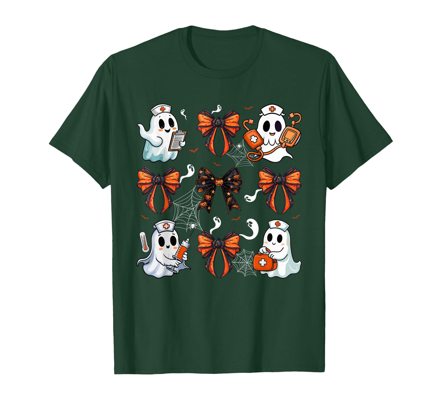 Cute Nurse Ghost Boo Halloween Coquette Bow Nurse Crew T-Shirt