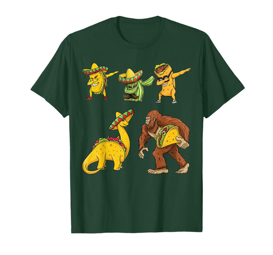 Cinco De Mayo Taco Cactus Burrito Funny Dinosaur Bigfoot T-Shirt