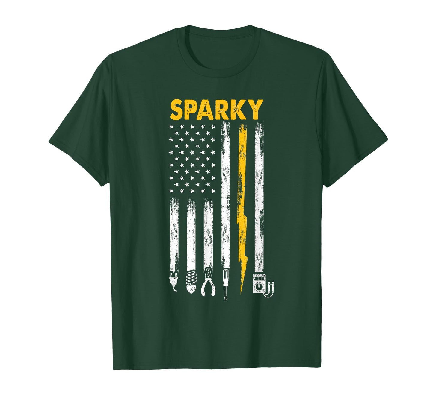 Electrician US Flag Sparky Tools T-Shirt