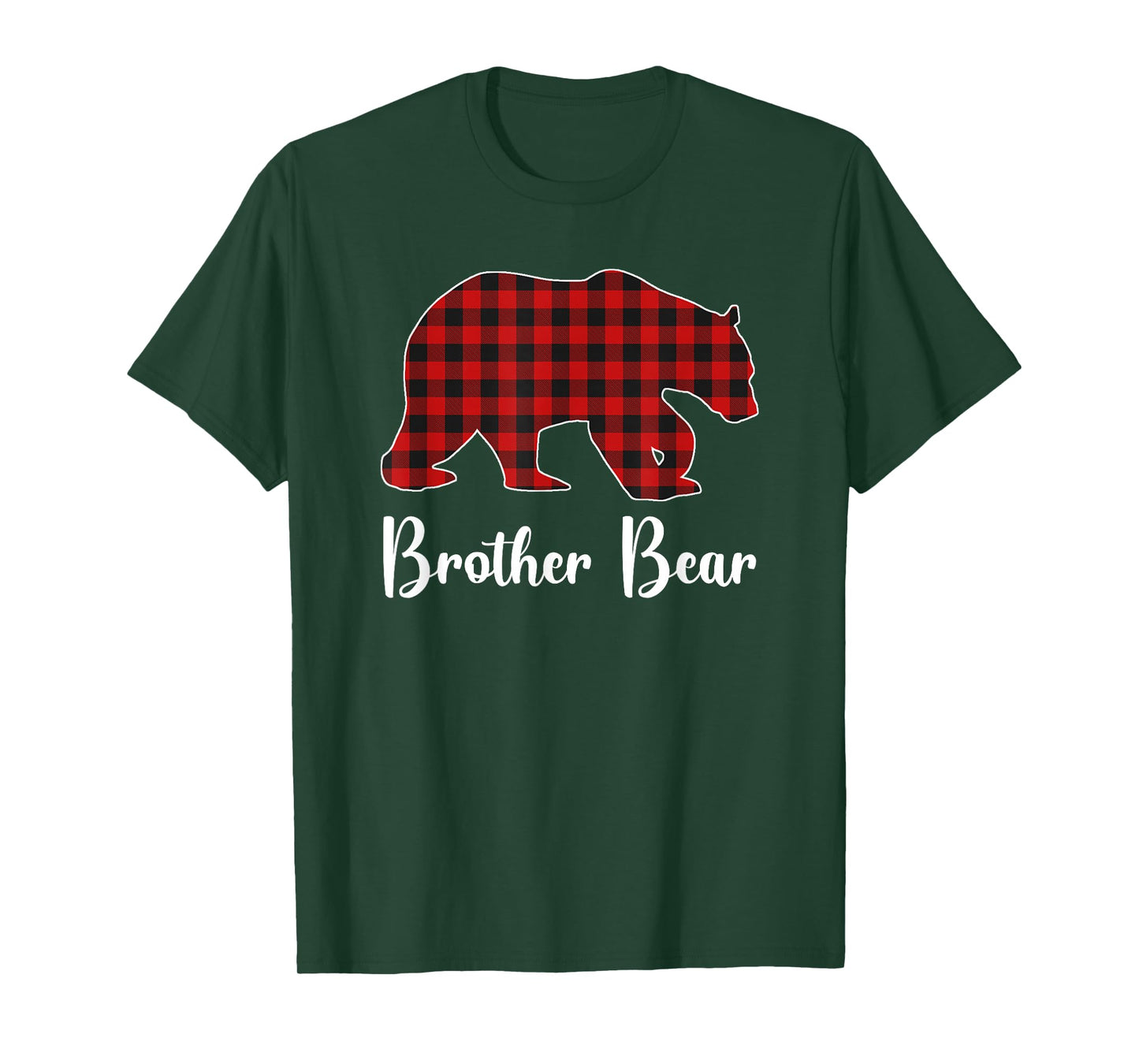 Red Plaid Bear Christmas Pajama Brother Matching Family T-Shirt