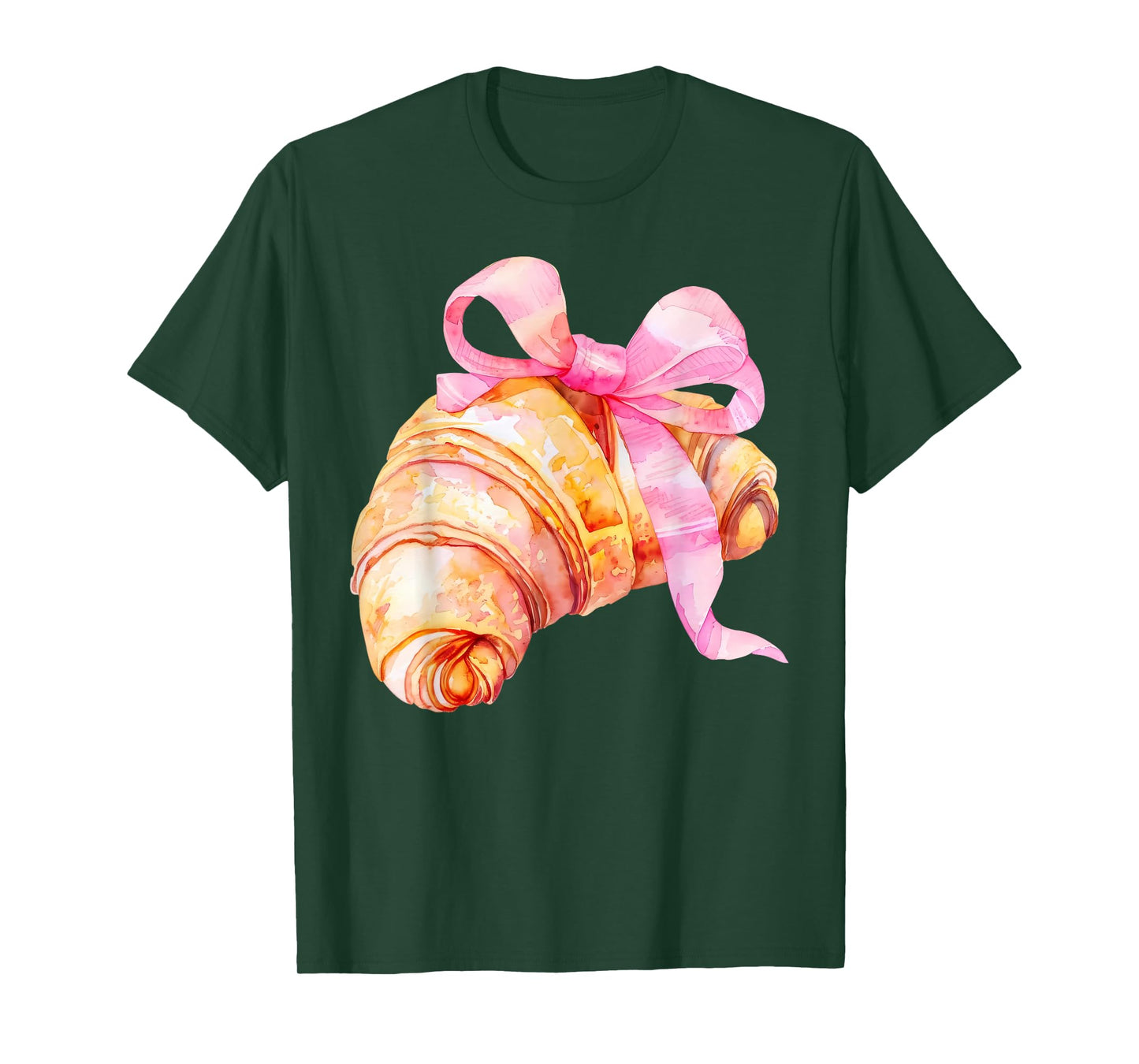 Coquette Pink Bow Croissant Cute Baking Baker Girl Women T-Shirt