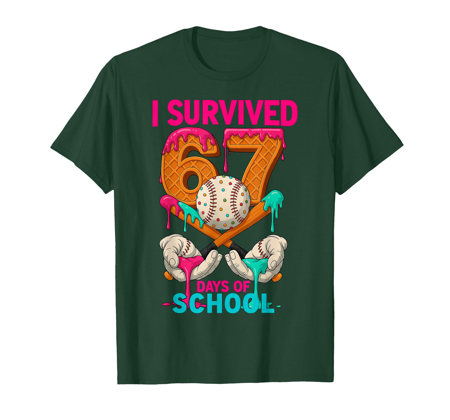 HUGvyn I Survived 67 Days of School Ice Cream Six Seven Meme T-Shirt