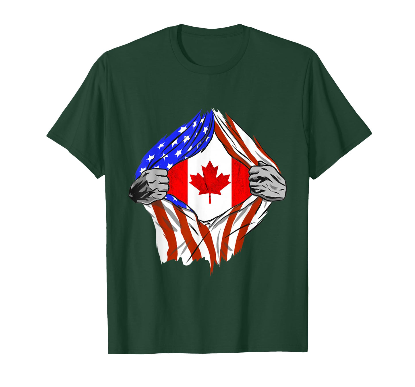 America USA Canadian Flag Chest Canadian Roots Canada T-Shirt