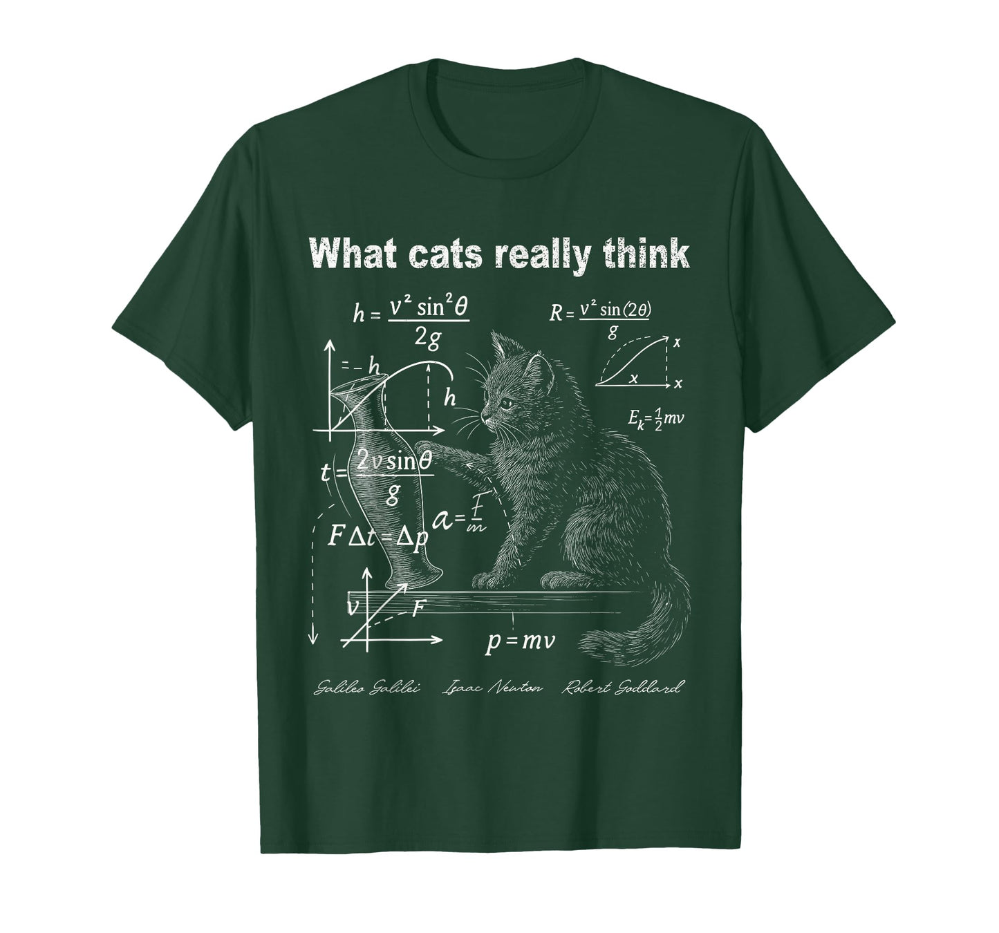 Funny Cat Physics Humor Illustration What Cats Really Think T-Shirt