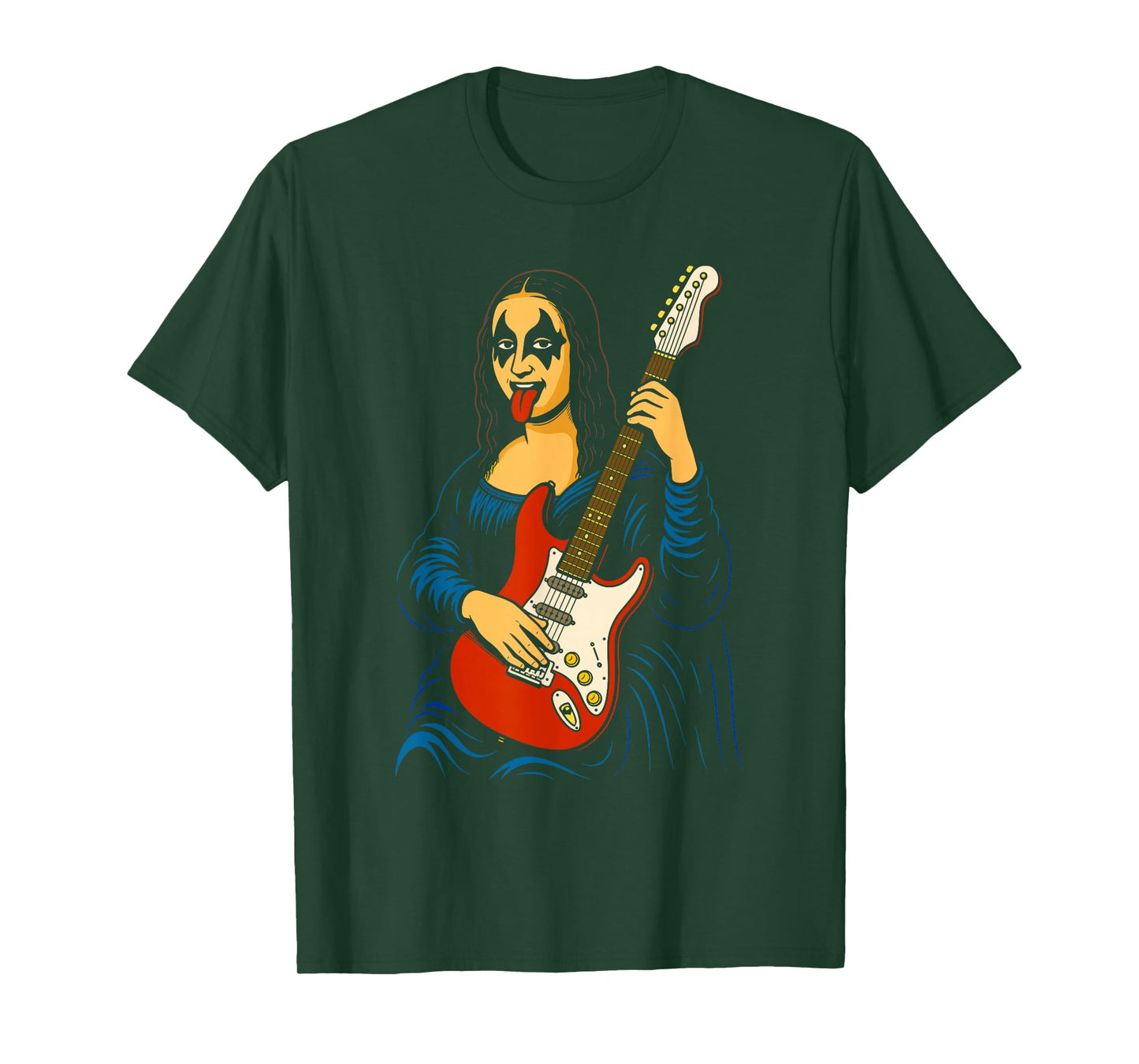 Mona Lisa Rock and Roll Music Teacher Novelty Funny Guitar T-Shirt