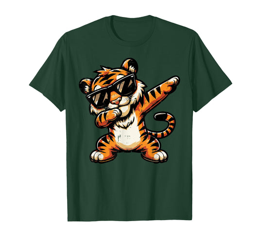 Dabbing Tiger Funny Girls Youth Teen Kids Men Boys Women T-Shirt