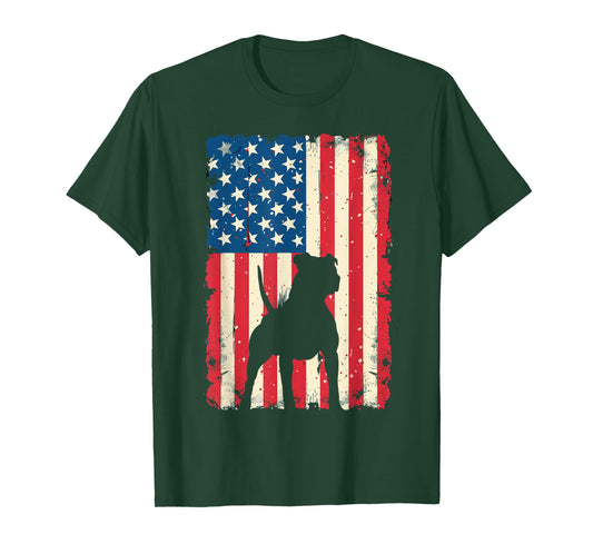 Patriotic Pitbull Dog Lover 4th of July USA American Flag T-Shirt for Men Women Kids