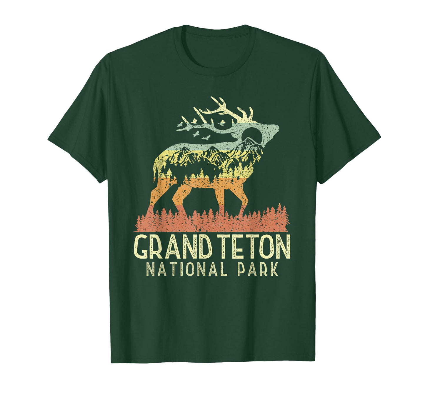 Grand Teton National Park Retro Mountain Vintage Elk Gift T-Shirt