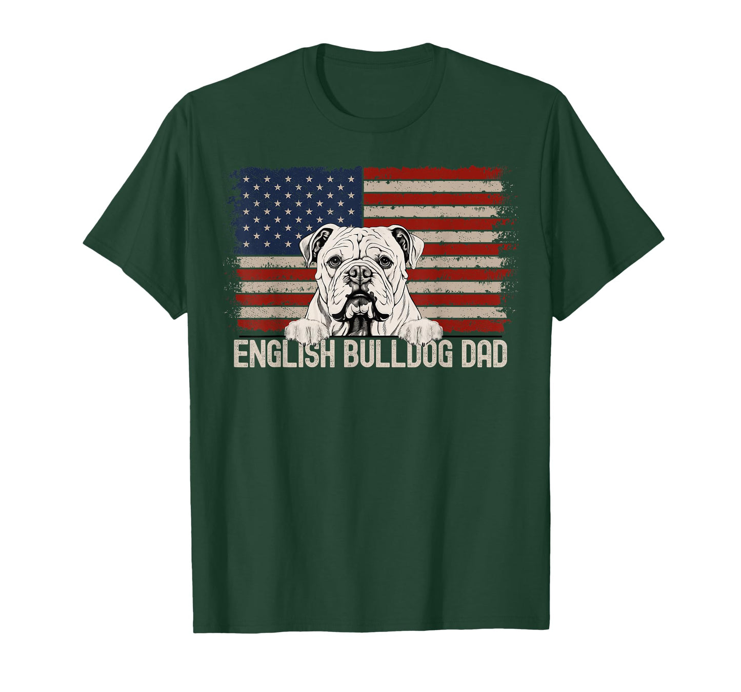 Best Dog Dad Ever American Flag - English Bulldog Dad T-Shirt