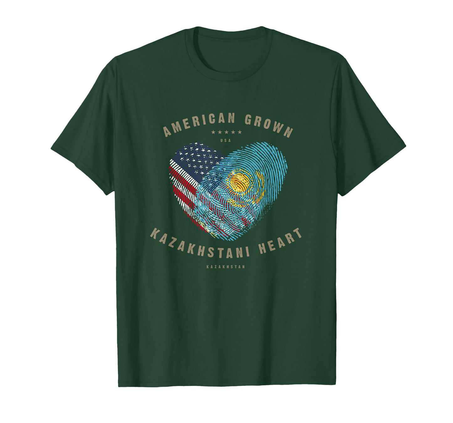 American Grown Kazakhstani Heart Love Kazakhstan Flag T-Shirt