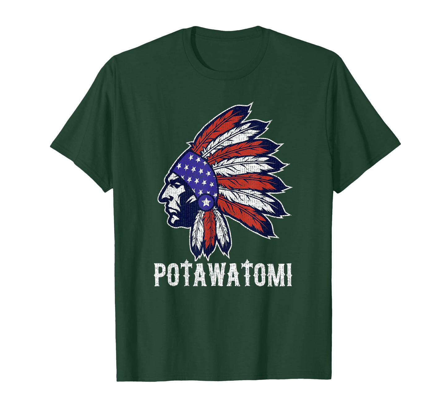 Potawatomi Native American Flag Pride Headdress T-Shirt