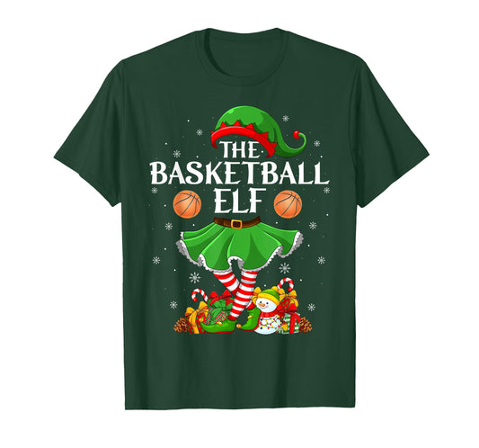 Basketball Elf Christmas Family Elf Squad Xmas Girls Women T-Shirt