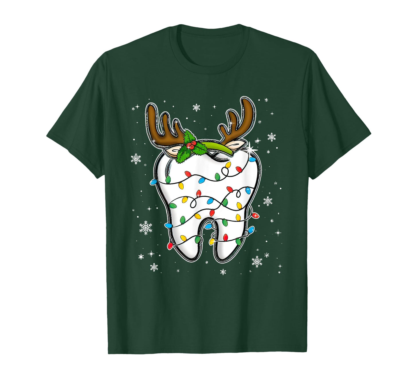 Christmas Dentist Dental Tooth Light Xmas T-Shirt