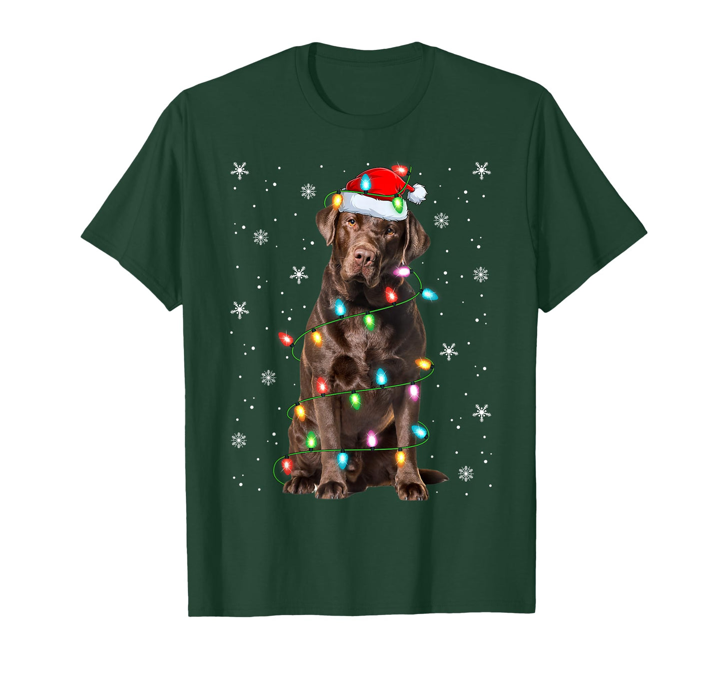 Chocolate Lab Labrador Retriever Dog Christmas Lights Xmas T-Shirt