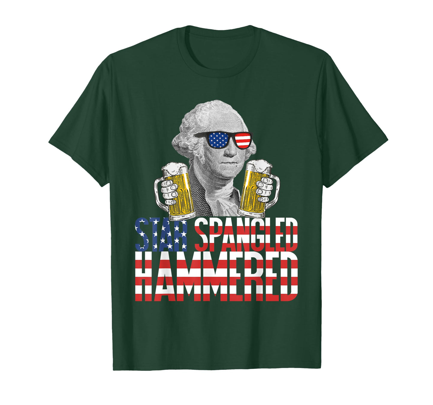 Star Spangled Hammered George Washington Beer Lover T-Shirt