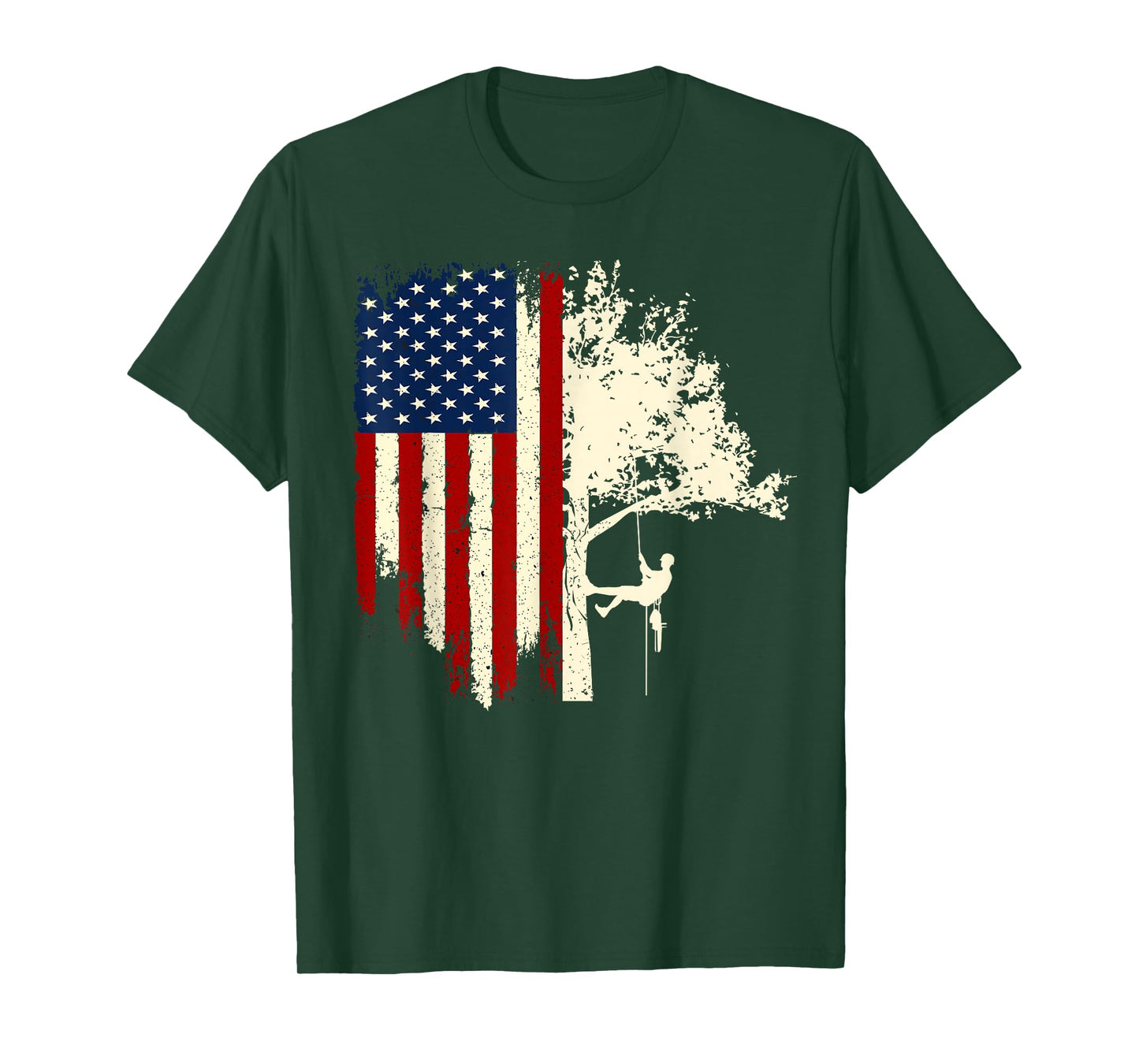 Arborist Tree Surgeon Patriotic Distressed USA Flag T-Shirt