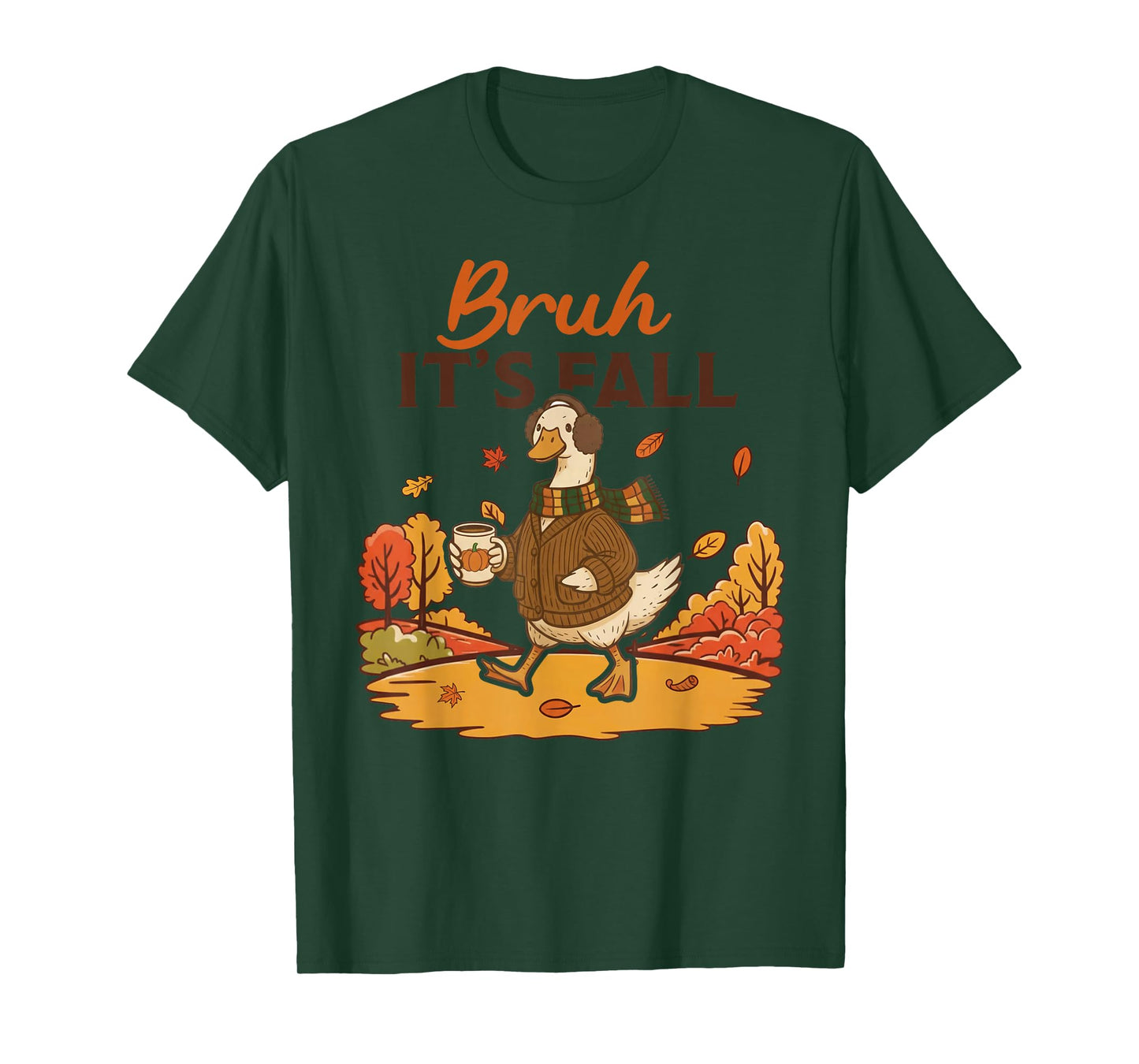 Cute Fall Goose Autumn Leaves Cozy Sweater Weather T-Shirt